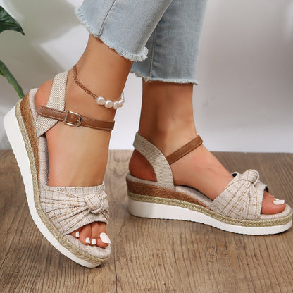 Women's Buckle Wedge Platform Sandals