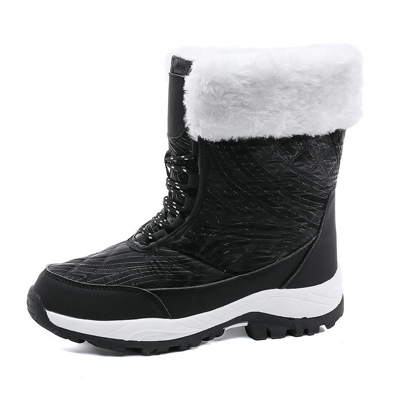 Women's Waterproof Mid-Calf Snow Boots with Front Zipper