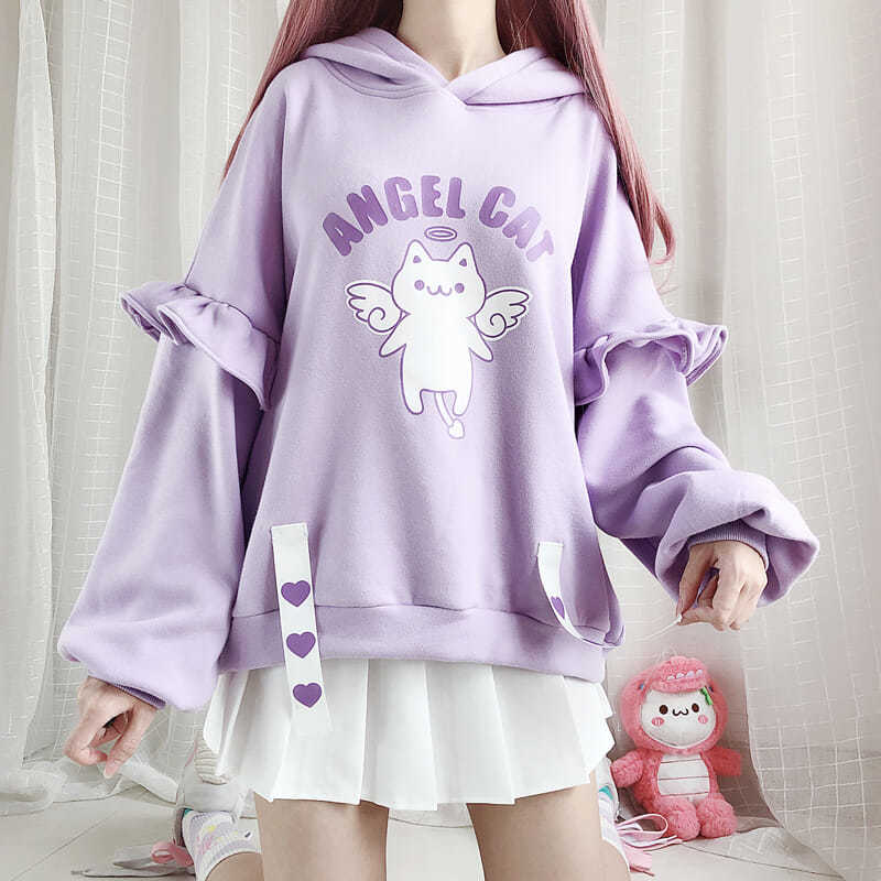 Puff Sleeve Sweet Ruffle Sweatshirt