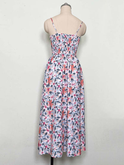 Fashionable Deep V Printed Slip Dress Summer