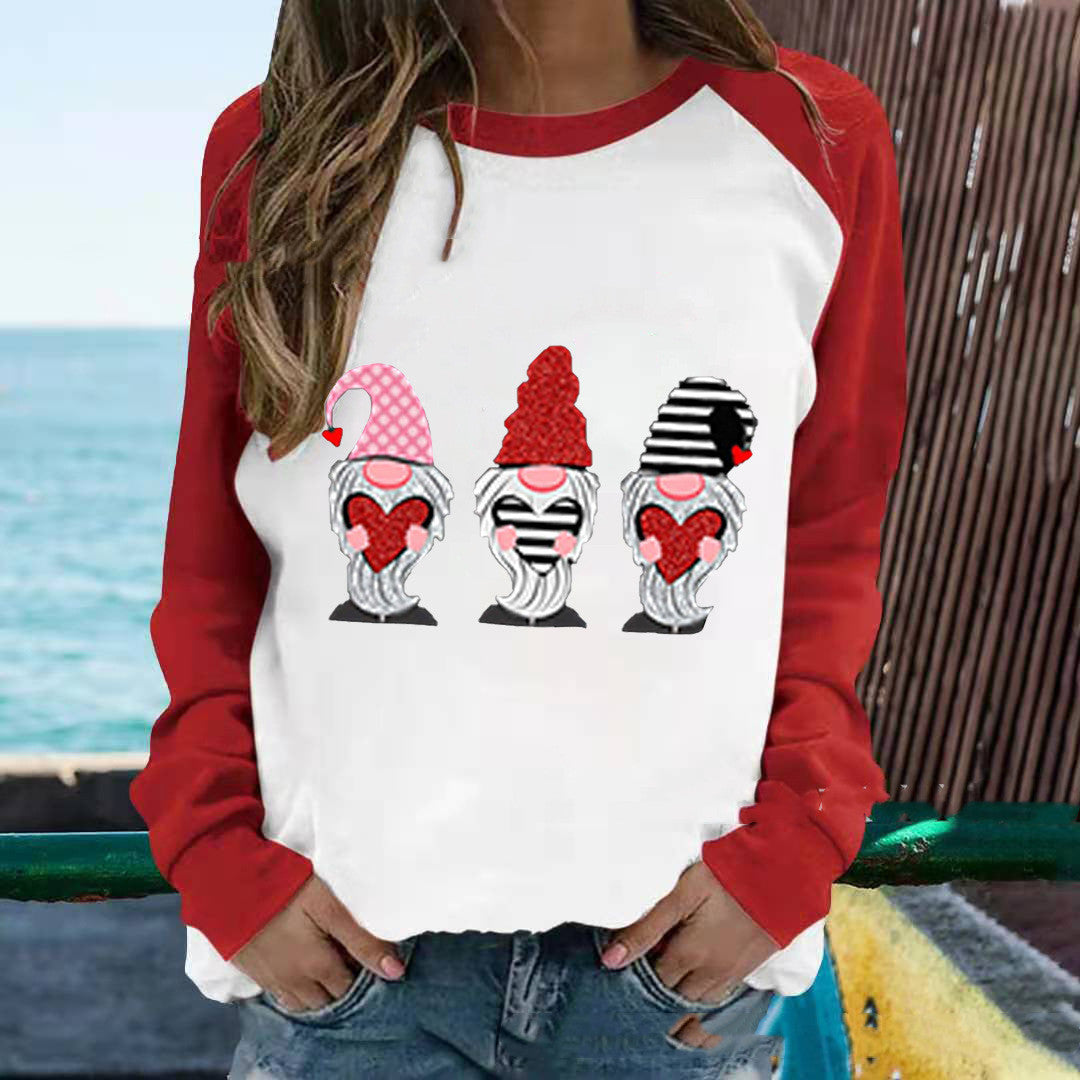 Plus Size Women's Color Matching Printing Love T-shirt