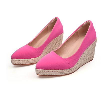 Women's Wedge Heel Thick Sole Round Toe Shallow Mouth Shoes