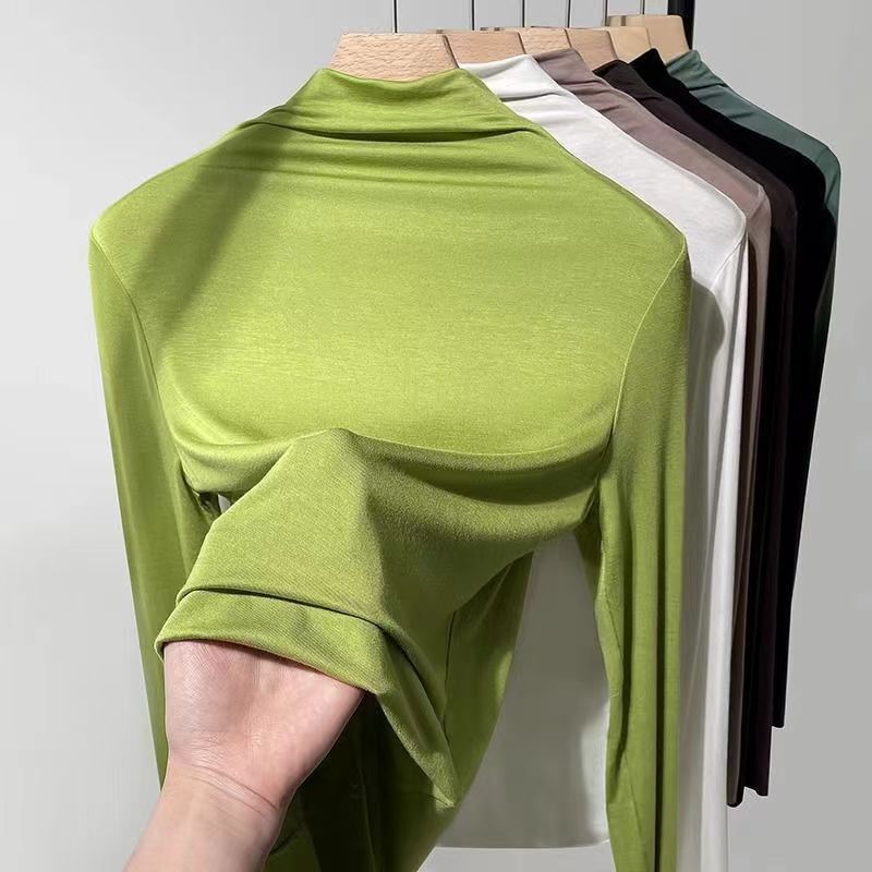 Women's Half Turtleneck Base Layer Shirt – Available in Nine Colors for Spring and Autumn