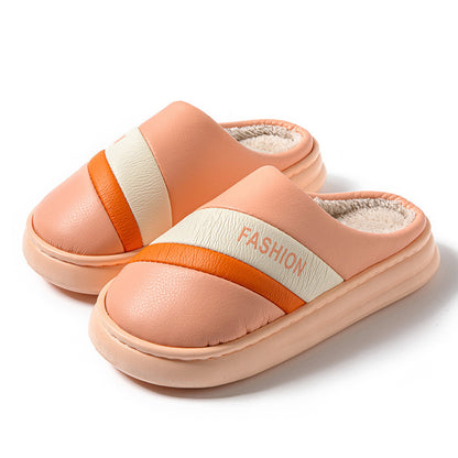 Women's Faux Leather Cotton Slippers