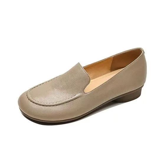 New Retro Style Women's Loafers – Round Toe, Flat Bottom, Slip-On British Soft Bottom Pumps