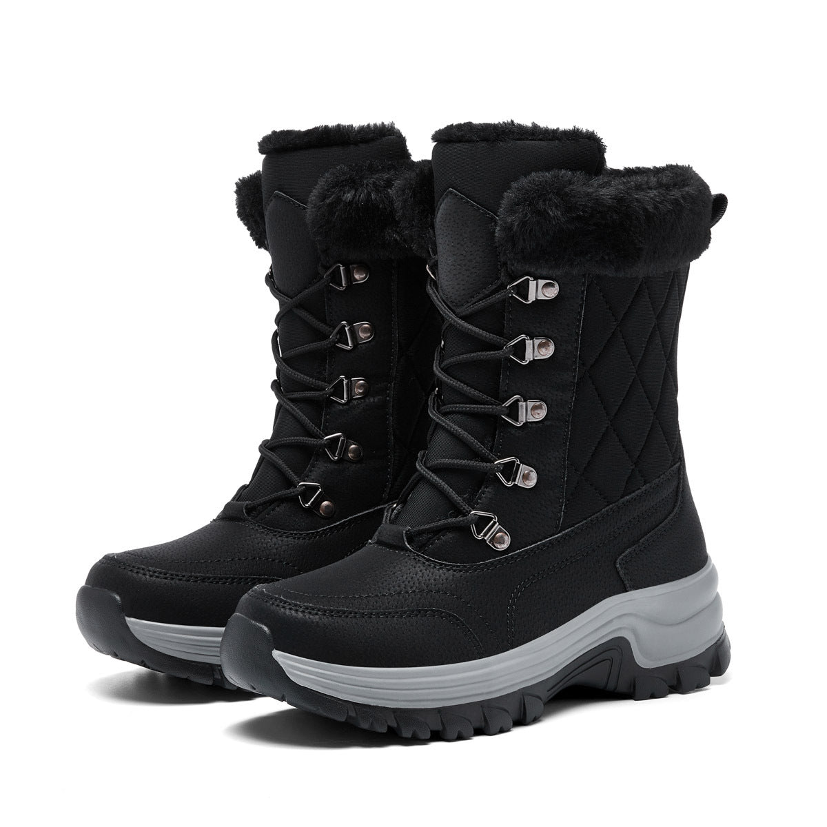 Women's Winter Fashion High-top Warm Fleece-lined Thick And Comfortable Snow Boots