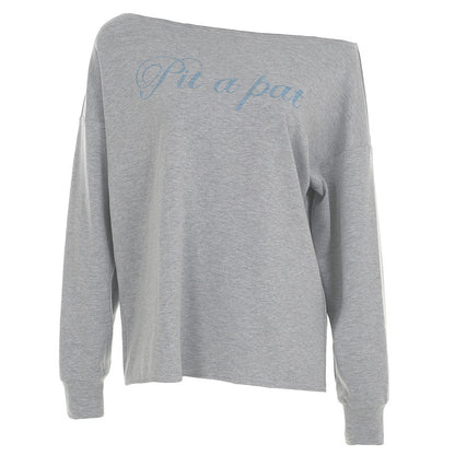 Letter Printed Loose-Fit Knitted Sweatshirt Top