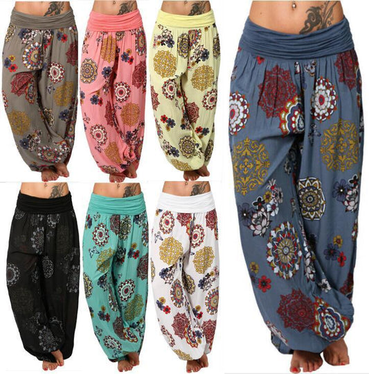 Printed Long Wide-leg Casual Pants Harem Pants