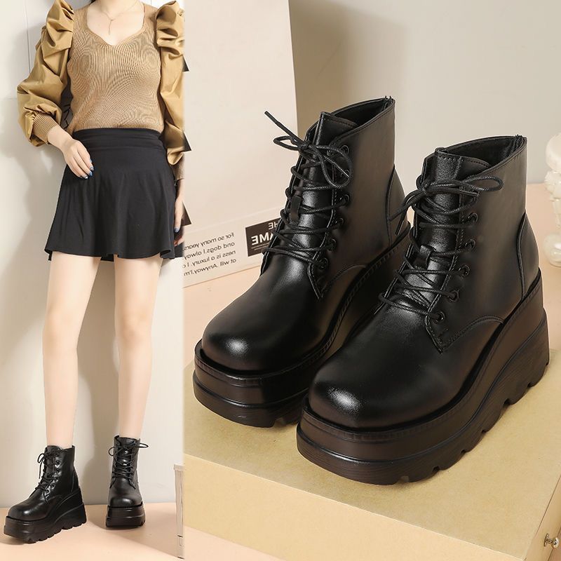 Women's Small Height-Increasing Martin Boots - High Heel British Style