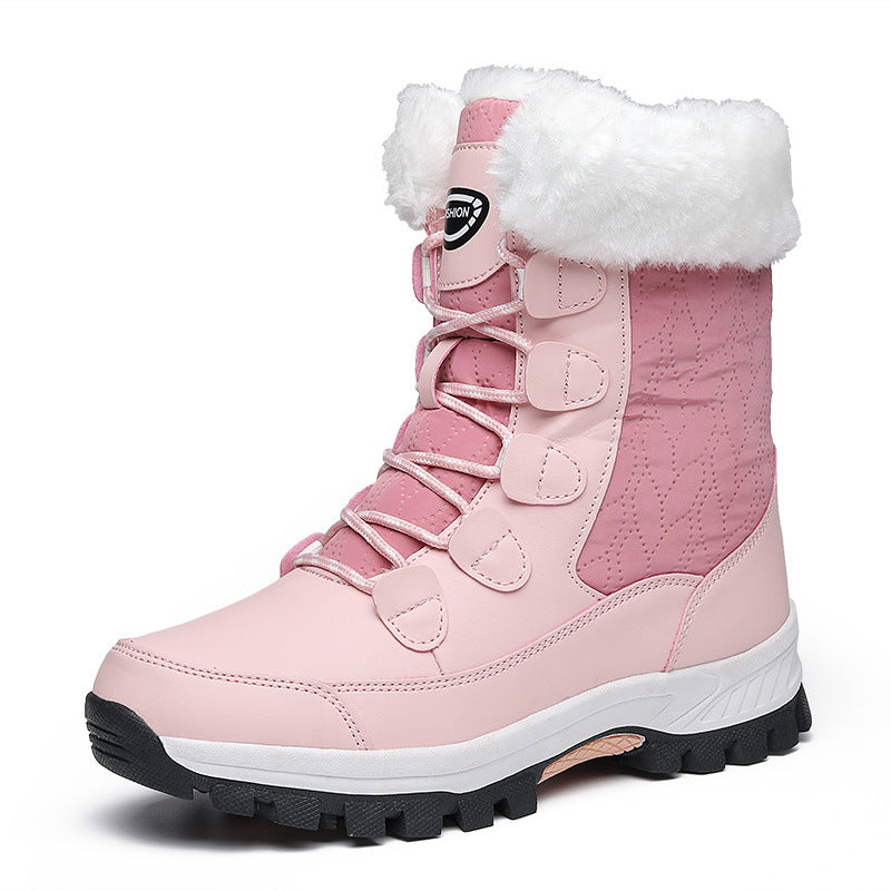 Women's Waterproof Mid-Calf Snow Boots with Front Zipper