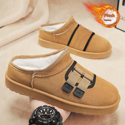 Men's Winter Fleece-Lined Thick Half Slippers