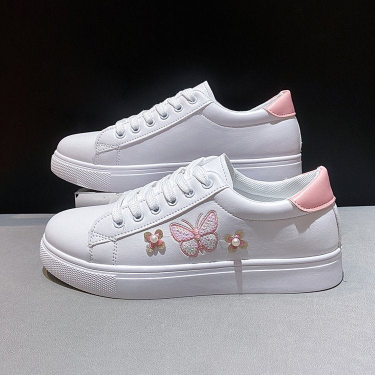 Women's Flat Low-Top Sneakers with Bow