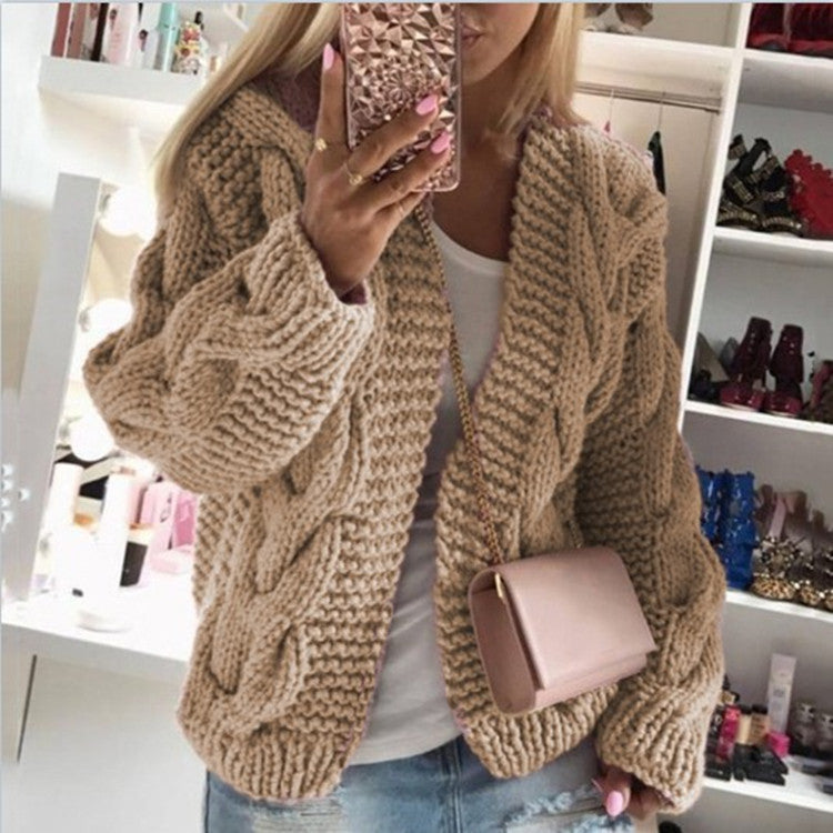 Twist hat cardigan sweater