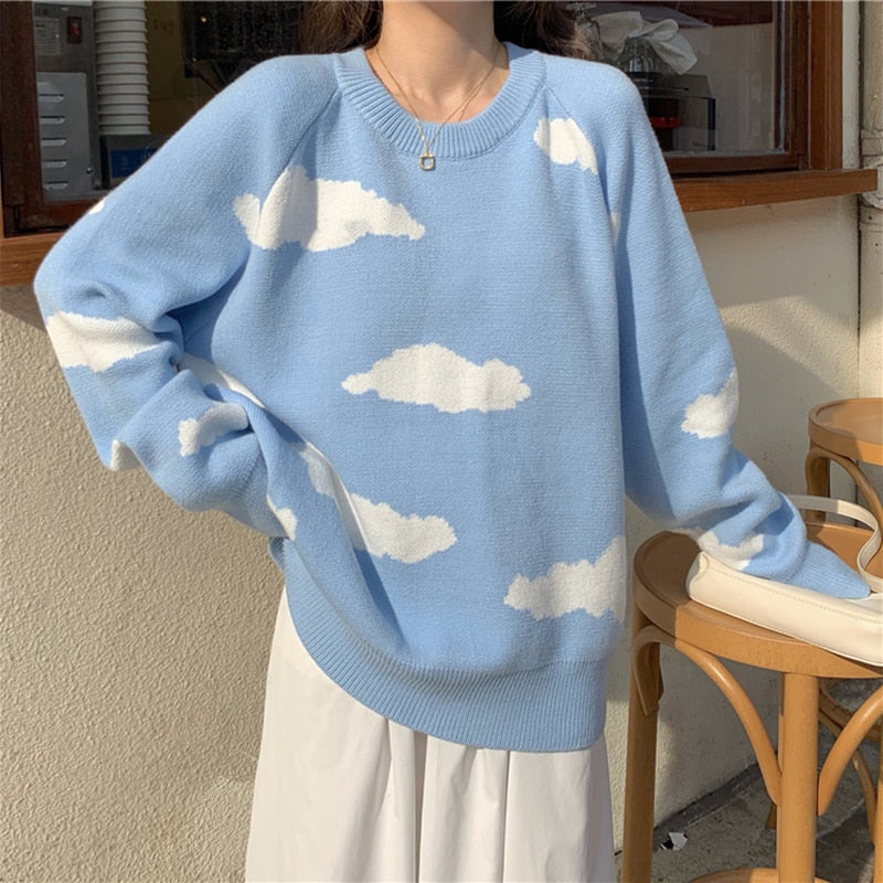 Cute cloud print sweater