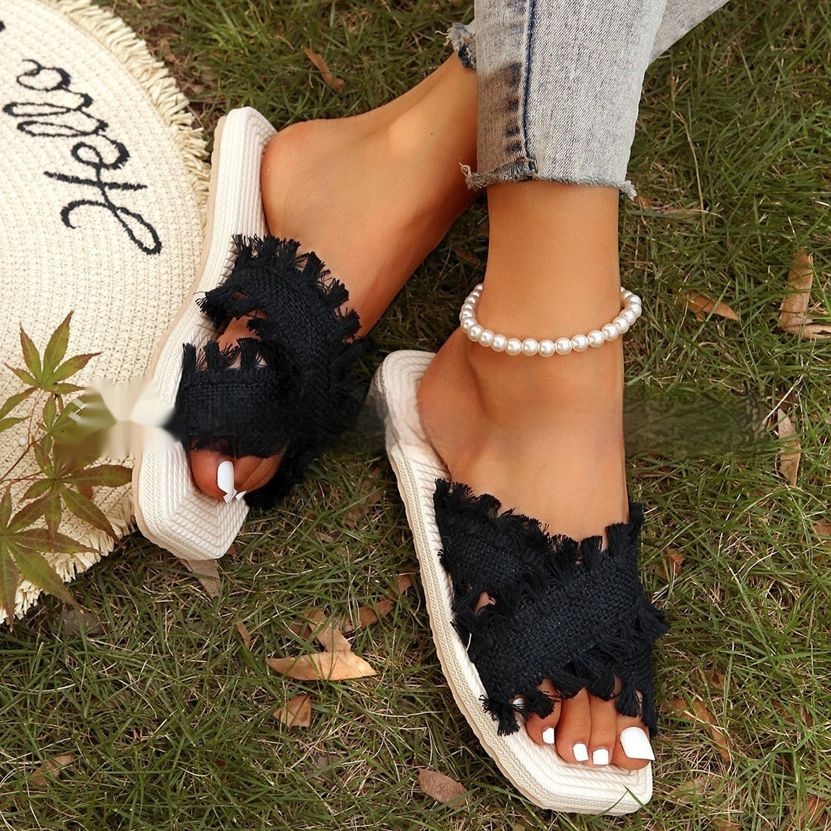 Comfortable EVA Beach Flat Sandals with Tassels