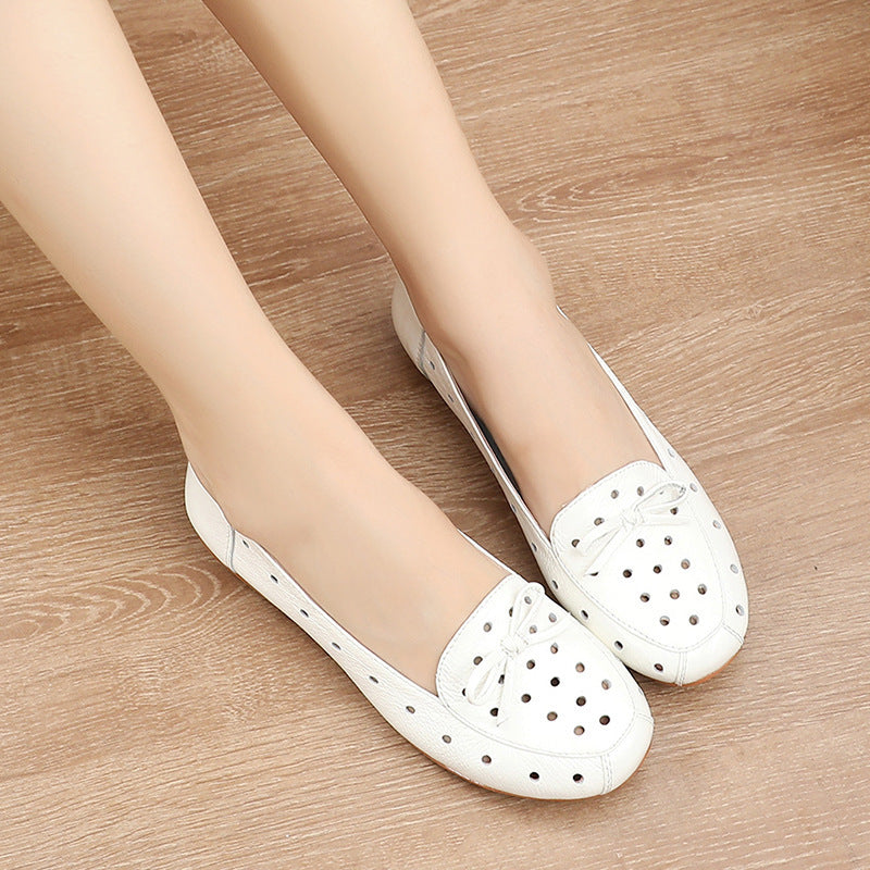 Women's Summer Hollow-Out Leather Flat Shoes