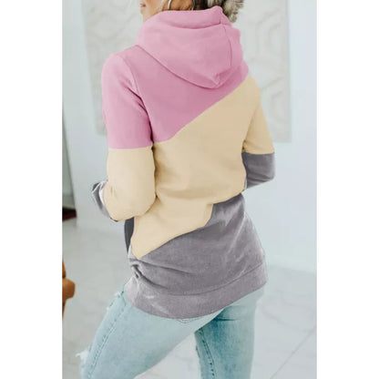 Color Block Pocket Hoodie Pullover Sweatshirt