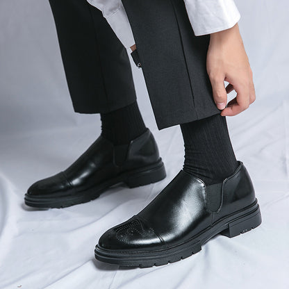 Men's New Slip-On Leather Shoes for Height Increase - Business Formal Wear