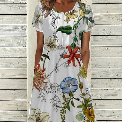 Fashion Women's Printed Round Neck Dress