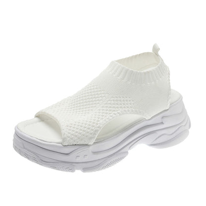 Comfortable Knitted Sports Sandals with Thick Soles, Leg-Shaping Platform