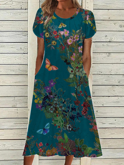 Fashion Women's Printed Round Neck Dress