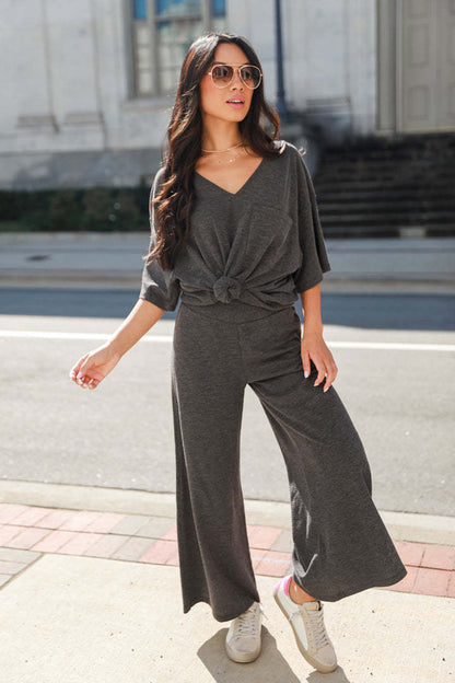 Loose Casual Solid Color Women's Two-piece Suit