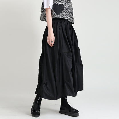 Dark Summer Loose High Waist Mid-length Design Sense Niche A- Line Skirt