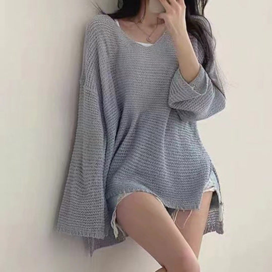 Loose Fit Thin Long Sleeve Pullover Sweater