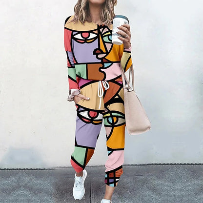 Women's Abstract Style Long Sweater Suit