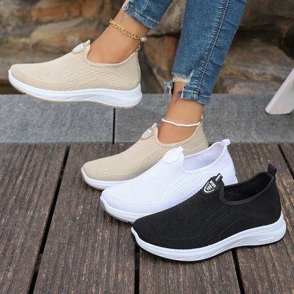 Women's Slip-On Flyknit Breathable Casual Shoes with Soft Bottom