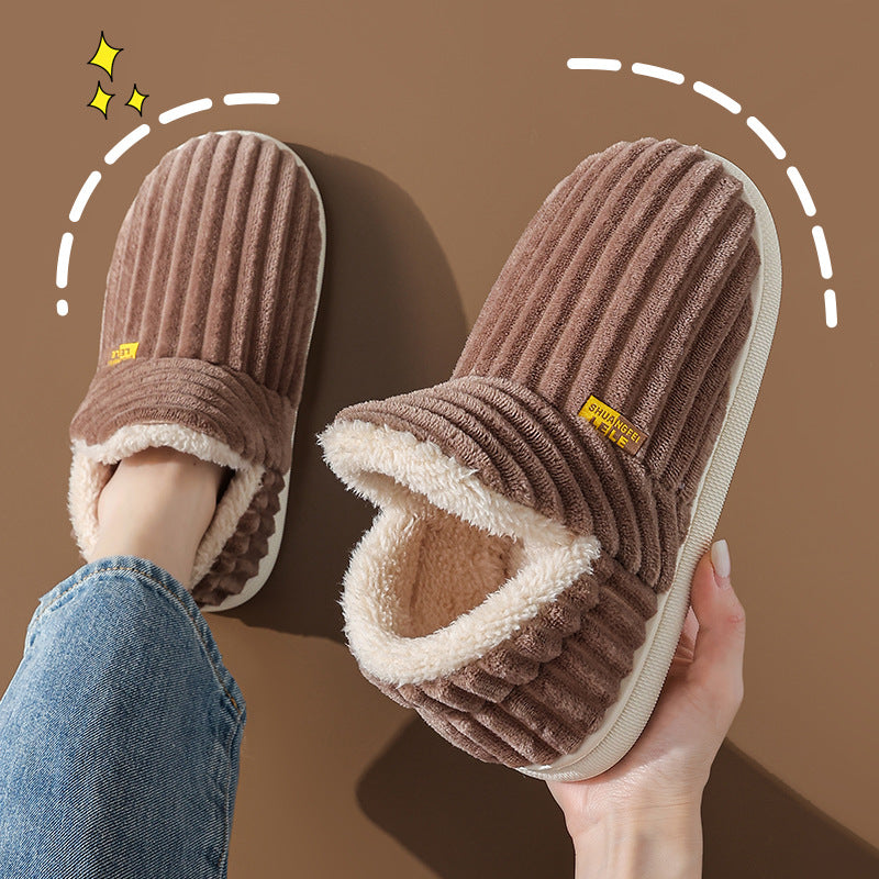 Autumn And Winter Cotton Slippers Female Couple Bag Heel Warm Non-slip Indoor