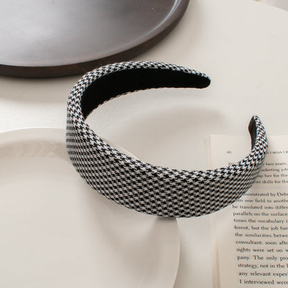 Vintage Houndstooth Fabric Hair Band - Stylish Sponge Headband