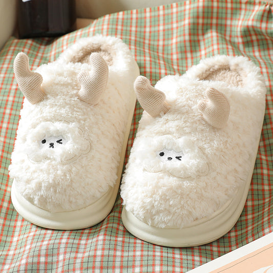 Warm Indoor Non-slip Cloud Plush Slippers for Home, Dormitory