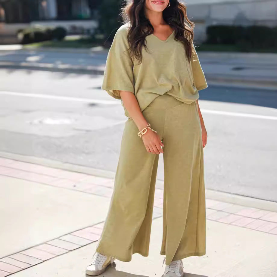 Loose Casual Solid Color Women's Two-piece Suit