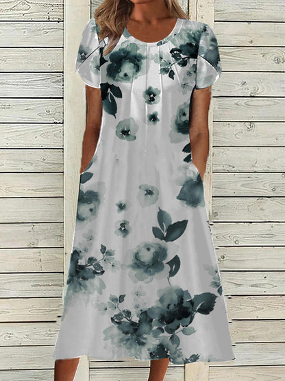 Fashion Women's Printed Round Neck Dress