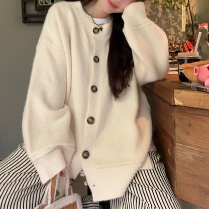 Japanese Lazy Style V-Neck Long Sleeve Sweater Coat