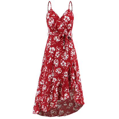 Floral Irregular Sling Dress: European and American Sexy Style