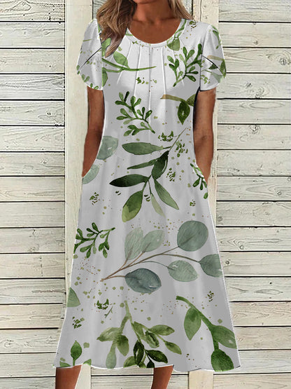 Fashion Women's Printed Round Neck Dress