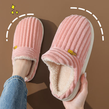 Autumn And Winter Cotton Slippers Female Couple Bag Heel Warm Non-slip Indoor