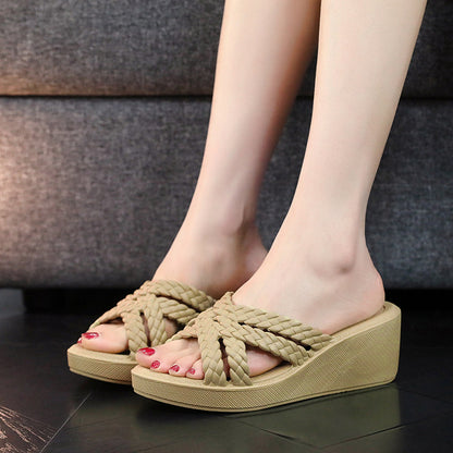 Women's Fashion Wedge High Heel Slippers