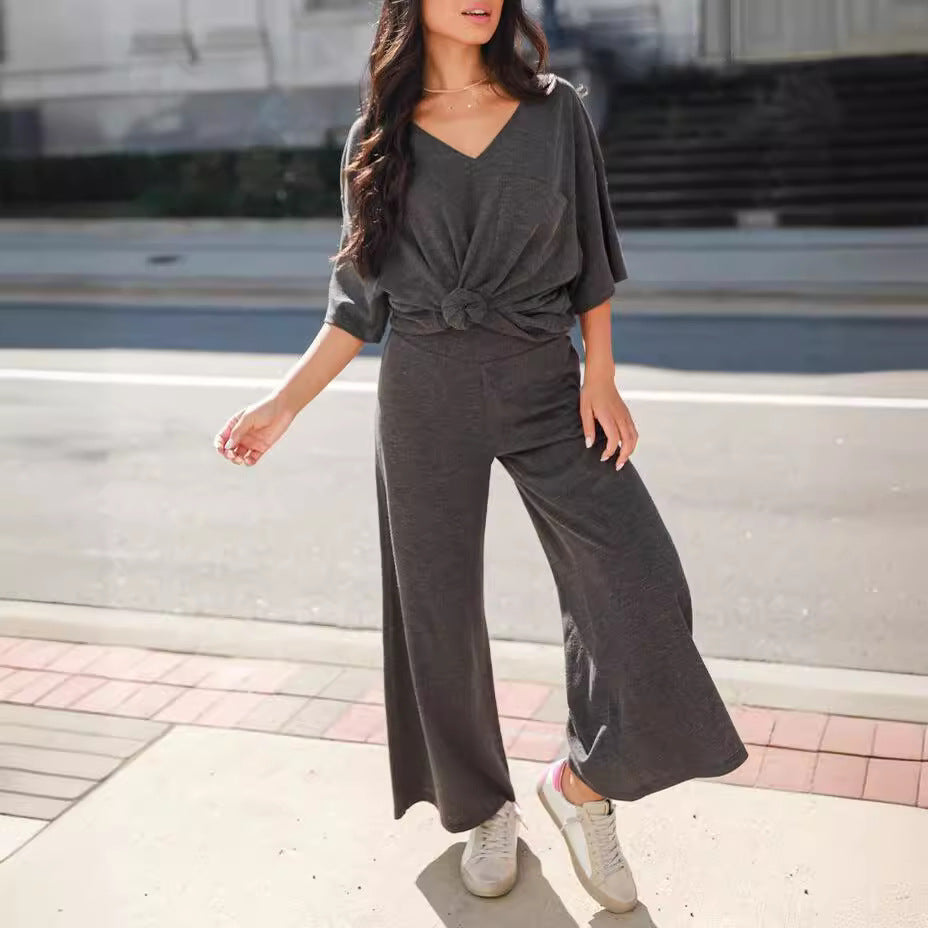 Loose Casual Solid Color Women's Two-piece Suit