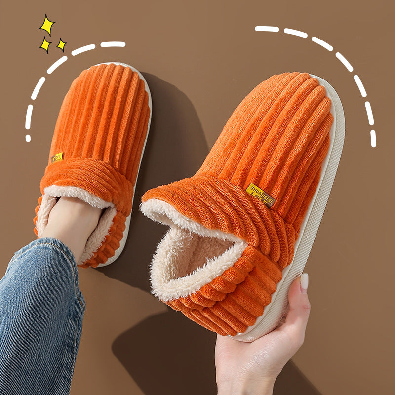 Autumn And Winter Cotton Slippers Female Couple Bag Heel Warm Non-slip Indoor