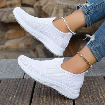 Women's Slip-On Flyknit Breathable Casual Shoes with Soft Bottom