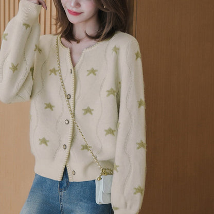 V-Neck Cardigan: Gentle Knitted Button-Up Soft Glutinous Sweater