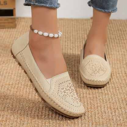 Handmade Solid Color Gommino Casual Women's Shoes