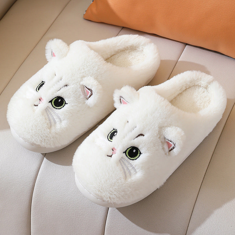 Autumn And Winter Cotton Slippers Men And Women Couple Kitty Cartoon