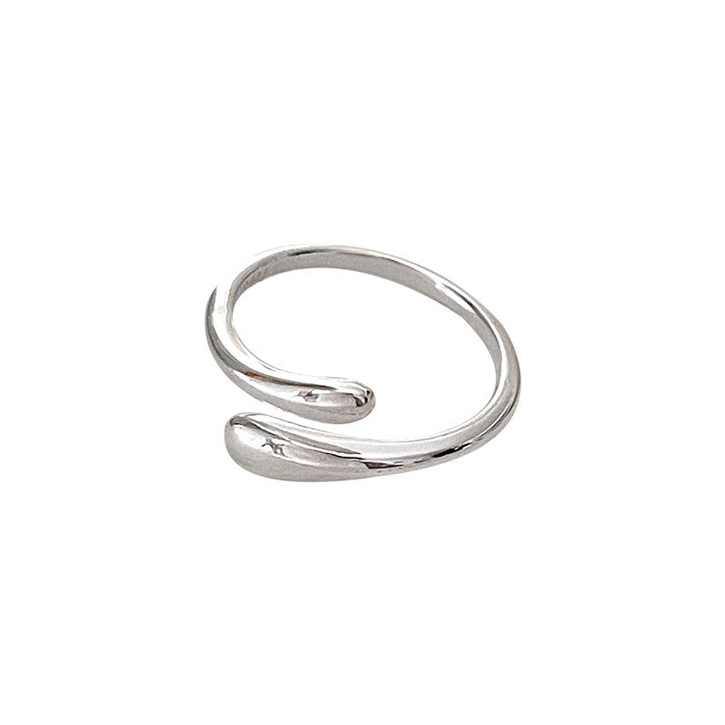 Sterling Silver Drop-shaped Open Ring - S925 Jewelry