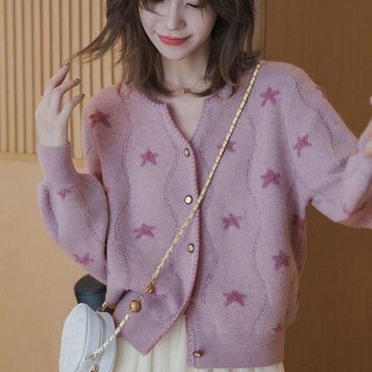 V-Neck Cardigan: Gentle Knitted Button-Up Soft Glutinous Sweater