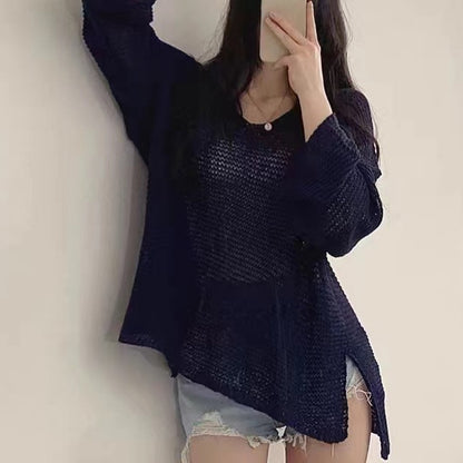 Loose Fit Thin Long Sleeve Pullover Sweater