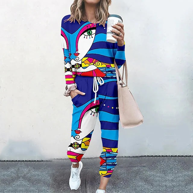 Women's Abstract Style Long Sweater Suit